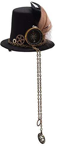BLESSUME Steampunk gótico Mini Sombrero de Copa Retro Mujer Sombrero Pinza para el Cabello (B)