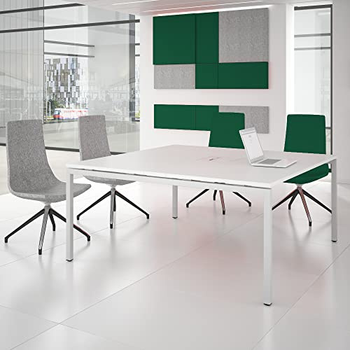 Nova, tavolo da conferenza, 160 x 164 cm, bianco con elettroplaccatura