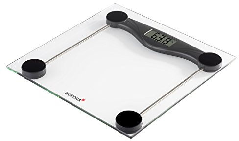 Korona 74540 Glaswaage OLIVIA | 180 kg Tragkraft, Einteilung 100 g | gut ablesbares LCD Display | zeitloses Design | Überlastungsanzeige |Batterien inkklusive, schwarz, 74540 olivia