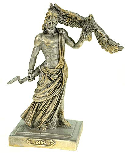 Alabaster Figur Zeus der Göttervater Skulptur 18 cm silber Gottheit