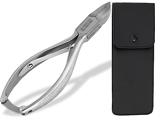Nagelzange Fußpflege 14 cm Rostfreier Edelstahl mit Scharfem und Glattem Schnitt - Fußnagelzange Nagelschere für die Maniküre Pediküre Zange für Mittlere bis Starke Fingernägel und Fußnägel mit Etui