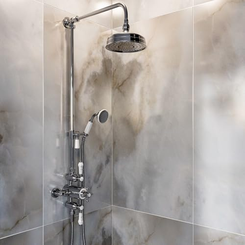 Camden Chrome Traditional Thermostatic Mixer Shower Set with Slide Rail Kit & Hand Shower