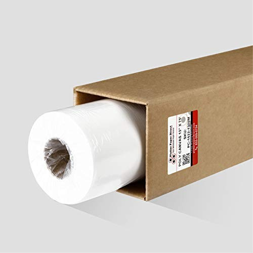 Plotter Paper Direct 13in x 75ft Premium Polyester Matte Canvas Roll, 500 Denier, Quick Dry, Wide Format Inkjet Printer Compatible, Perfect for Fine Art, Photography, Archival Quality Prints
