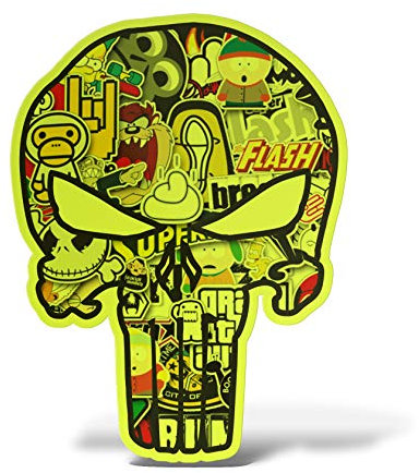 ERREINGE Punisher Sticker Bomb Totenkopf - Aufkleber Wandtattoo Vinyl Wandaufkleber Laptop Auto Motorrad Helm Wohnmobil