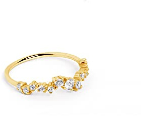 SINGULARU - Anillo Estellar - Anillo de Plata de Ley 925 con Acabado Baño de Oro de 18 Kt. - Joyas para Mujer - Hecho en España - Varios Acabados y Tallas