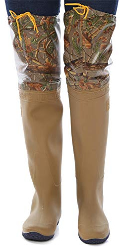 QTDZ Outdoor Bewegung PVC/Nylon Angeln Wader Gummi Stiefel, wasserdichte rutschfest Wathose für Männer und Frauen Größe 36-45 Fishing Bootfoot Ultra Licht Jagdstiefel,Gelb,42 EU