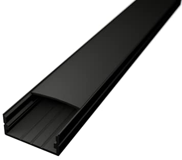 2m Aluminium Profil Leiste für Led Streifen WIDE-20 in Schwarz extra breite Bauweise inklusive Abdeckung Schwarz