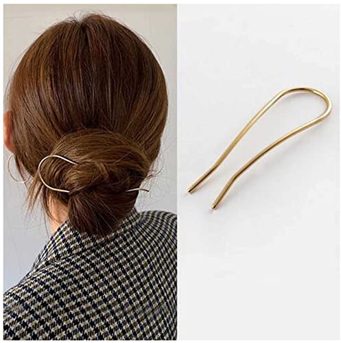 Yheakne U-förmige Haarnadeln, Vintage-Haarnadeln, Metall, Haarnadeln, Dutt Halter, Sticks französisches Haarzubehör für Frauen und Mädchen, Geschenke 1 Stück (Gold)