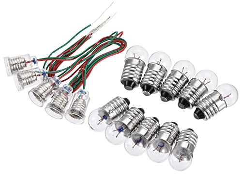 sourcing map E10 Lampe Douille 2.5V Ampoule Support Fil Fil Vis Base avec E10 Ampoule Nickel Plaqué Cuivre 1 Ensemble