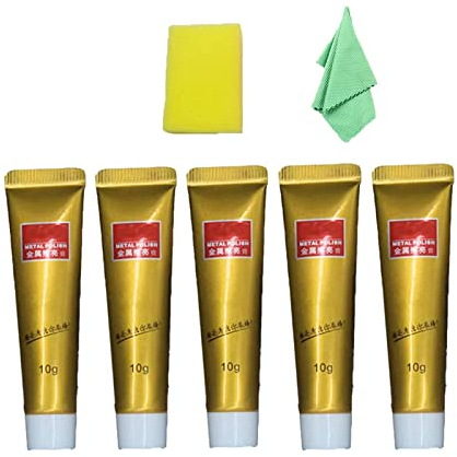 2022 Metal Polishing Paste All Metal Polish Cream,Ultimate Metal Polish Cream with Sponge and Towel,Rust Remover Paste Gel,Stainless Steel Cleaning Paste Powerful Cleaner for Metal Car Kitchen(5Pcs)