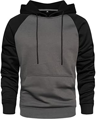 MANLUODANNI Men's Hoodie Pullover lightweight Casual Hoody Hoodies with Kangaroo Pocket Dark Gray Black XL