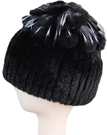 keusyoi Fellmützen für Frauen Winter Fell Strickmütze Damen Warm Schneemützen Damen Elegant Beanies Cap