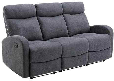 Vente-unique-Relaxsofa 3-Sitzer - Stoff - Grau - Evelyn