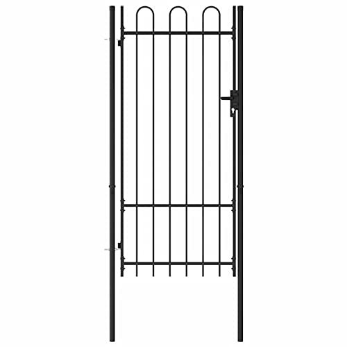 Festnight Gartentor Metall 100x200 cm Gartentür Zauntor Hoftor Tür Tor Zauntür Abschließbar Einfahrtstor Gartenpforte Einzeltor Pforte mit Pfosten Flügeltore Stahl