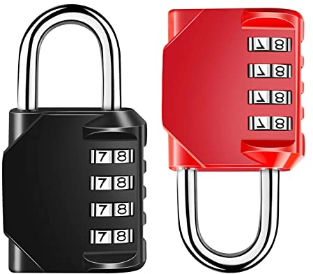 VFANDV Candado Taquilla, 2 Piezas una Pieza Gruesa Candado Combinacion Aleación de Zinc Candados Fuerte y Seguro Candado Numerico para Dormitorios Gimnasios Maletas (Rojo y Negro)