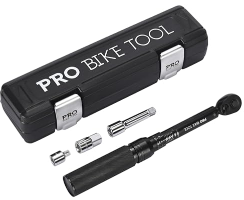 PRO BIKE TOOL Drehmomentschlüssel-Set, Mikroverstellung auf 0,5 Nm, 3/8-Zoll-Antrieb, präzise, leicht zu lesen und zu verwenden - Schwarz Matte - 10 bis 60 Nm