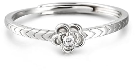 Jeulia Rose Herzförmiges Muster, verstellbar, Sterlingsilber, einzigartiger Zirkonia-Verlobungsring, Ehering für Paare, ihr Braut-Verlobungsschmuck, Geschenk