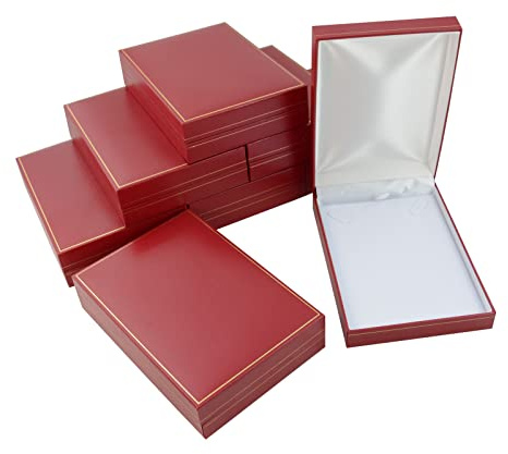 10 x Box Displays® fantastiskt konstläder halsband hänge kedjelådor - juvelerare grossist halsband box leverantörer (röd)