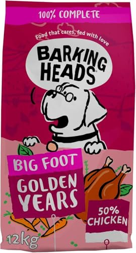 Barking Heads Complete Dry Dog Food 12kg - Senior Big Foot (Large Breed) Golden Years Chicken - Natural Senior Recipe with Joint Support - Vet Approved
