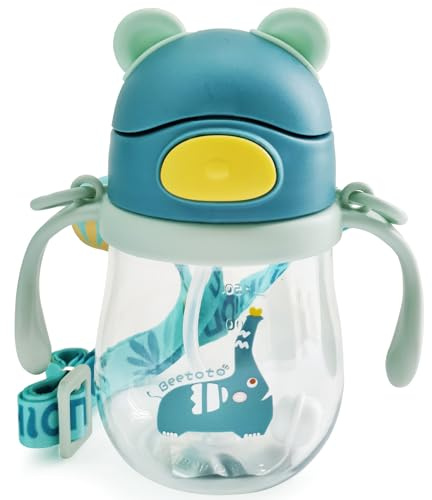Alled Sippy Cup for Toddlers,Baby Sippy Cups for Kids 6+ Months with Silicone Straw, Leak-Proof Beaker for Babies Learning Drinking Cup with Handles Lanyard Straw Bottle 250ml
