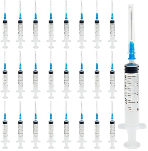 Bohoray 25pcs 5ml Seringues, Seringues Sans Aiguille Emballés Individuellement Sterile Plastique Seringue pour Alimentation des Animaux Domestiques, Laboratoir