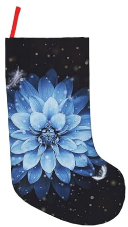ROOZEE Weihnachtsstrümpfe mit blauen Blumen, 45,7 cm, festliche Dekoration und ideale Tasche