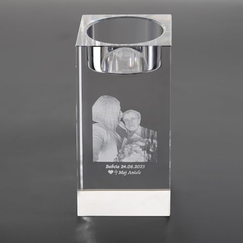 Personalisierbarer 3D-Kristall-Foto-Kerzenhalter mit graviertem Bild und Glas-Teelicht, Gedenkgeschenke für Verlust, Liebe und Haustier