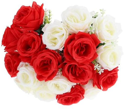 Alipis Fiori di Rosa Artificiali Bouquet di Fiori da Cimitero per Decorazione E Lutto