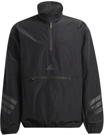 adidas Men's Future Icon 3-Stripes Woven Half-Zip Sportswear Sweatshirt, Black, Large