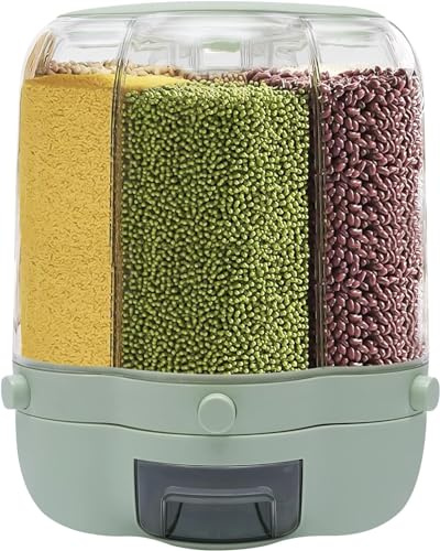 Loohacp Distributeur de céréales à 6 compartiments - 12 kg - Distributeur de céréales rotatif à 360° - Réservoir de riz