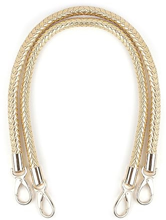 WANYI 2 Stück Taschenhenkel Leder 60CM Geflochtene Taschengriffe Taschenbügel Schultergurt Ersatzgriff für Tasche Umhängetaschen DIY Accessoire für Handtaschen mit 2 Gold Karabinerhaken (Gold)