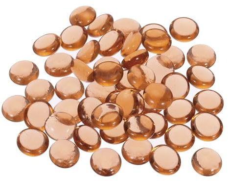 sourcing map Decorative Flat Glass Marbles 12-14mm Rock Vase Filler Beads Pebbles Red for Fish Tank Table Scatter Decor, 50Pcs