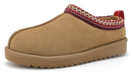 Meik Mangni Chaussons Femme Chaud Pantoufles de Maison Hiver Chaussons en Peluche Chaussures Imperméables Slippers Intérieur extérieur Rouge Marron 38 EU