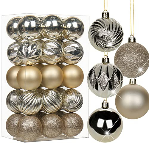 30er-Set 6cm Christbaumkugeln Set Weihnachtsbaumkugeln Kunststoff Weihnachtsbaumschmuck mit Aufhängeöse Weihnachtsbaumschmuck für Hochzeit, Feiertage, Party, Weihnachten, Halloween, Heimdekoration