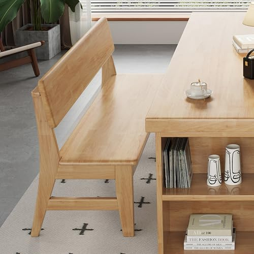 Bauernhaus Esszimmerbank aus Holz mit Rückenlehne, solide Konstruktion und abgerundete Ecken, Design für Eingangsbereich, Schlafzimmer, Wohnzimmer und Flur, 140 cm Schuhbank