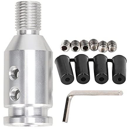 WAONIQ Universal Auto Schaltknauf Adapter, Aluminiumlegierung, Schalthebelanschluss für Schalthebel ohne Gewinde (Gewindesteigung 12 x 1,25) (Silber)