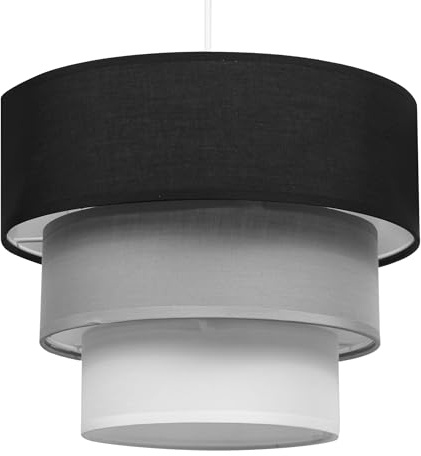 Giggi 3-Tier Fabric Lamp Shade, 30cm Easy-Fit Ceiling Light Shade, Non-Electrical Pendant Lampshades for Ceiling Lights, Lamp Shades for Table Lamps, Floor Lamps, Living Room, Bedroom (Neutral Trio)