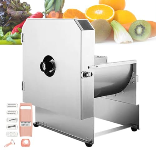 Cortadora De Verduras Eléctrica Comercial | Trituradora De Verduras De 0 A 10 Mm | Cuchillas De Acero Inoxidable | Cortadora Eléctrica Y Manual(Con Juego De Ralladores De 7 Piezas),square