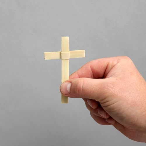 Mini cruces de palma – Paquete de 5 cruces de hoja de palma seca hechas a mano para el Domingo de Ramos, eventos religiosos, servicios de la iglesia, escuelas católicas y recuerdos espirituales