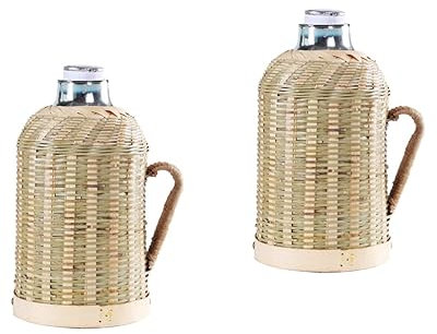 Amosfun 2st Wasserkocher Aus Bambus Flasche Wiederverwendbar Krüge Hydro Großer Wasserkrug Kanne Mit Henkel Isolierter Wasserkrug Mit Griff Retro Chinesischer Wasserkocher Glas