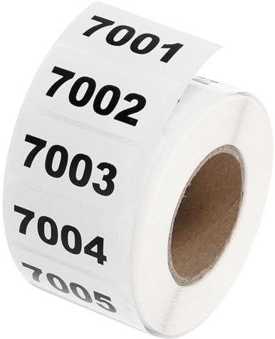 QUARKZMAN 1 rulle siffror klistermärken, 7001–8000 siffror klistermärken siffror klistermärken självhäftande siffror liten 7 x 10 mm vit