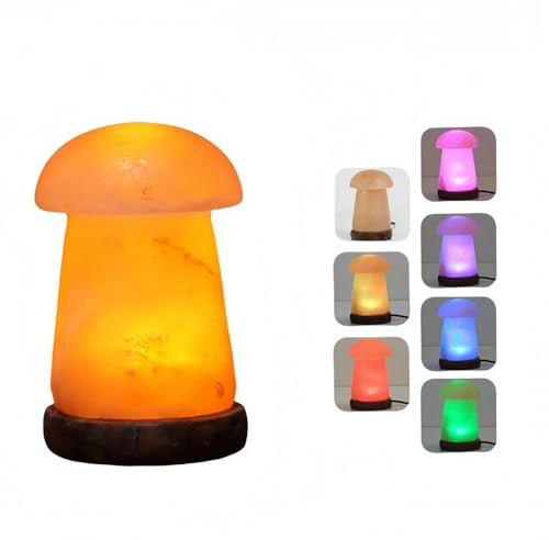 Maimeili 7 Farben ändern Update Mini USB LED Energiesparende Salzlampe Natürliches Bernstein Kristall Rock Licht mit hölzerner Basis Rosa Salz Tischlampen für Büro Home Deco Schlafzimmer Yoga