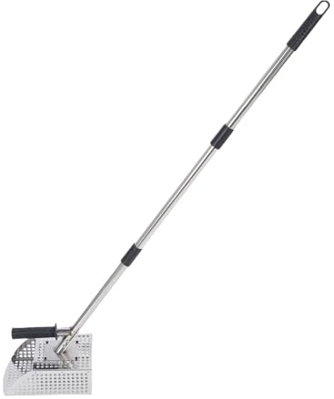 Bewinner Pala para 2 en 1 con Mango Desmontable, de Acero Inoxidable, con Orificios de Drenaje de 7 Mm para Detección de Metales, Prospección de Oro y Uso subacuático.