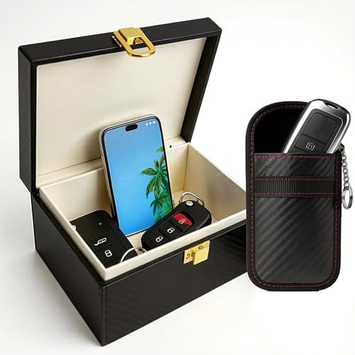 Faraday box and pouch set keyless entry car key safe protector anti-theft signal blocking cages