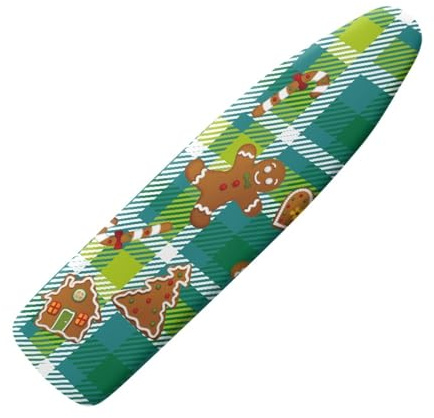 Ironing Board Covers 122 x 38 cm Green Grid with Padding, Easy Fit and Resists Scorching,Bungee Elasticated Ironing Board Covers Large, Easy Placement