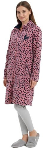 Viterbo Biancheria Vestaglia Donna In Coral Fleece Invernale Con Cerniera LWW00302 (Rosa, XL)