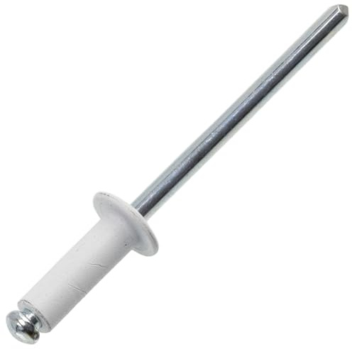 AERZETIX - Lot de 25 Rivets aveugles Ø4x12 mm à tête plate RAL 9010 blanc | en aluminium/acier | pour assemblage rapide, pratique et finition esthétique
