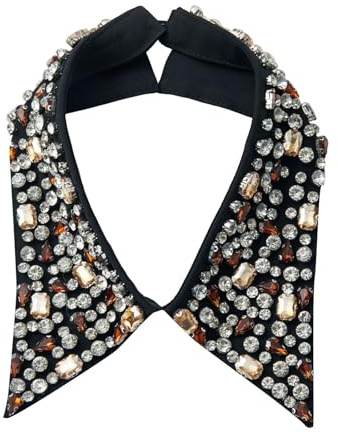 Leaomuny Colletto Camicia Donna Staccabile con Strass a Punta Collare Falso Camicetta Cava Esterna Colletti Finti per Maglioni in Cristallo Accessori Decorativi Rimovibile Collo Stecche per Vestiti