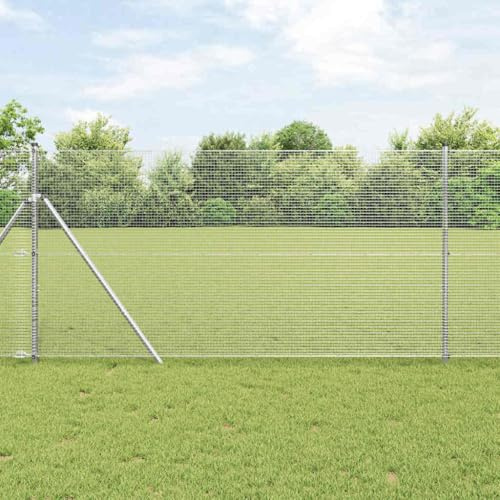 Recinzione frangivista doppia asta, recinzione con palo argento, 1,4 x 25 m, acciaio
