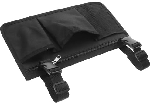 KAILIKETIY Sacoche Latérale Pratique pour Fauteuil Roulant et Poussette en Tissu Oxford Noir, Installation Facile, pour Ranger Boissons, Nourriture et Téléphone Lors de Déplacements